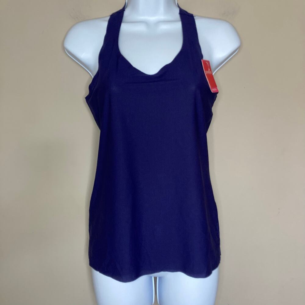 SPANX Blue Night Light Control Perforated Racerback Tank 10016R Size Medium NWT